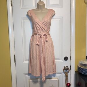 TOAD and CO Striped Pink and White Sleeveless Casual Summer Dress Womens Medium